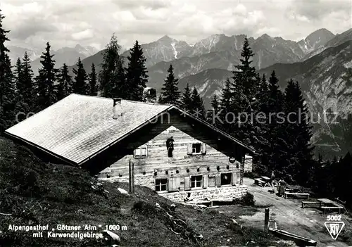 AK / Ansichtskarte Goetzens_Tirol Alpengasthof Goetzner Alm mit Karwendelgebirge Goetzens Tirol