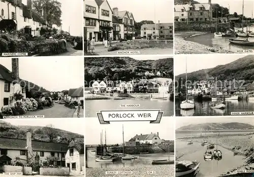 AK / Ansichtskarte Porlock_Weir Mariners Combe Hotel Weir Gates Porlock Weir Harbour Ship Inn Cottages Pebble Ridge Porlock Weir
