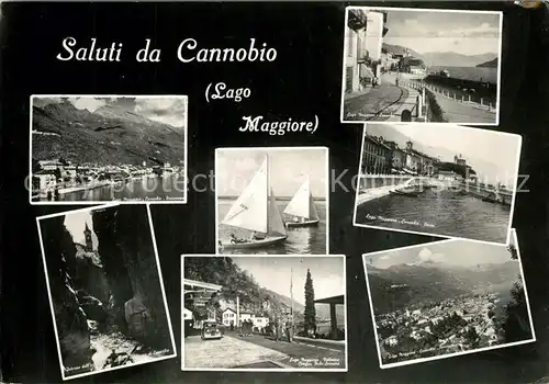 AK / Ansichtskarte Cannobio_Lago_Maggiore Panorama Uferstrasse Schlucht Segeln Cannobio_Lago_Maggiore