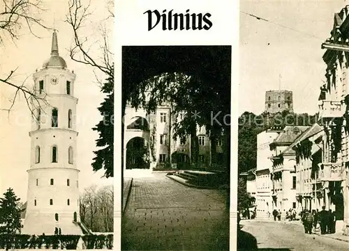 AK / Ansichtskarte Vilnius Glockenturm am Gediminasplatz Hof der Universitaet Gorkistrasse Vilnius