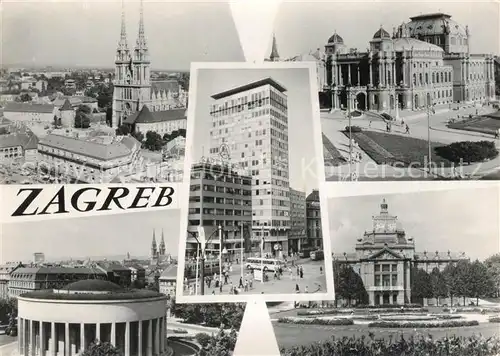 AK / Ansichtskarte Zagreb Kirche Rathaus Park Hochhaus Zagreb