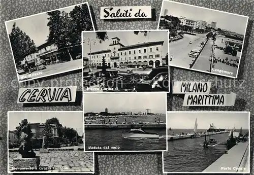 AK / Ansichtskarte Cervia Via Milazzo Piazza Garibaldi Lungomare Veduta dal moto Porto Canale Cervia