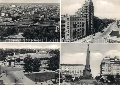 AK / Ansichtskarte Milano Castello panorama dalla Torre del Parcco Arena Monumento alla S Giornate Giardini Pubblici Milano