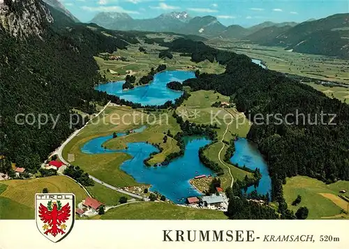 AK / Ansichtskarte Kramsach Krummsee mit Inntal und Kaisergebirge Fliegeraufnahme Kramsach