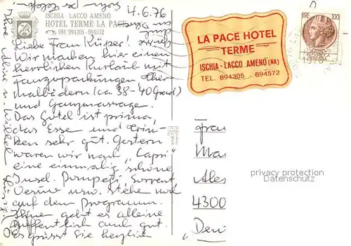 AK / Ansichtskarte Lacco_Ameno Ischia Hotel Terme la Pace Piscine Lacco Ameno Ischia