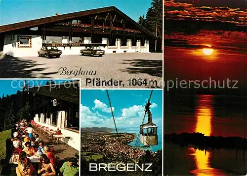 AK / Ansichtskarte Bregenz_Vorarlberg Berghaus Pfaender Terrasse Bergbahn Sonnenuntergang Bodensee Bregenz Vorarlberg