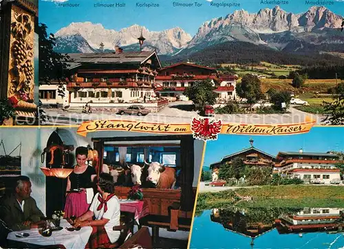 AK / Ansichtskarte Going_Wilden_Kaiser_Tirol Stanglwirt Alt Tiroler Gaststaette 14. Jhdt. Kuhstall Alpenpanorama Going_Wilden_Kaiser_Tirol