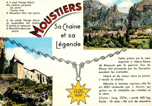 AK / Ansichtskarte Moustiers Sainte Marie Sa Chaine et sa Legende Moustiers Sainte Marie