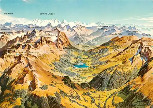 AK / Ansichtskarte Lenzerheide_GR Valbella und Umgebung Alpenpanorama aus der Vogelperspektive Lenzerheide GR