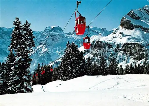 AK / Ansichtskarte Braunwald_GL Gondelbahn Grotzenbueel mit Blick gegen Toedi Wintersportplatz Alpen Braunwald GL