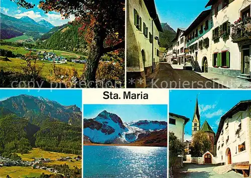 AK / Ansichtskarte Santa_Maria_Val_Muestair Landschaftspanorama Alpen Bergsee Dorfpartie Kirche Santa_Maria_Val_Muestair