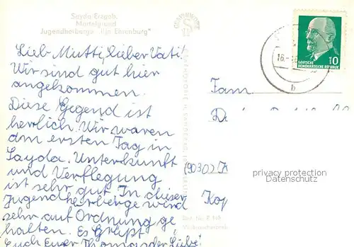 AK / Ansichtskarte Sayda Jugendherberge Ilja Ehrenburg Sayda