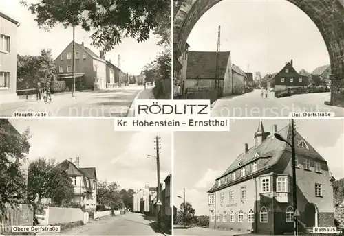 AK / Ansichtskarte Roedlitz_Lichtenstein_Sachsen Hauptstrasse Obere Dorfstrasse Rathaus Roedlitz_Lichtenstein