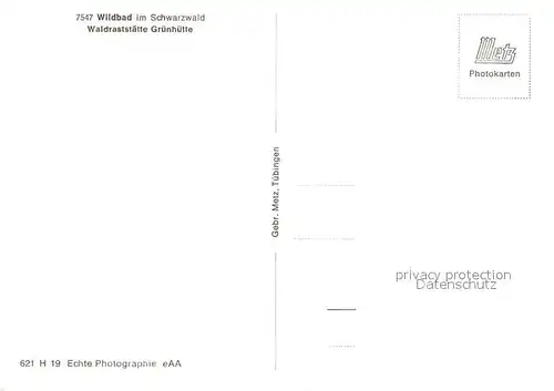 AK / Ansichtskarte Wildbad_Schwarzwald Waldraststaette Gruenhuette Wildbad_Schwarzwald