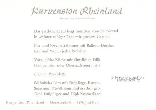 AK / Ansichtskarte Bad_Toelz Kurpension Rheinland Bad_Toelz