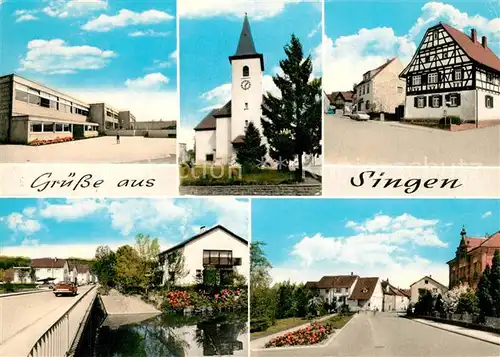 AK / Ansichtskarte Singen_Remchingen Kirche Fachwerkhaus Stadtansichten Singen Remchingen