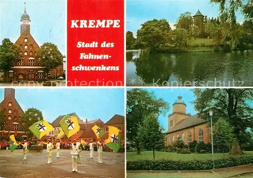 AK / Ansichtskarte Krempe_Holstein Fahnenschwenker Kirche  Krempe_Holstein