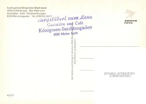 AK / Ansichtskarte Berchtesgaden Bergstueberl Zum Lenz Berchtesgaden