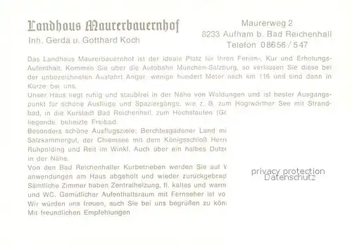 AK / Ansichtskarte Aufham_Anger Landhaus Maurerbauernhof Aufham Anger