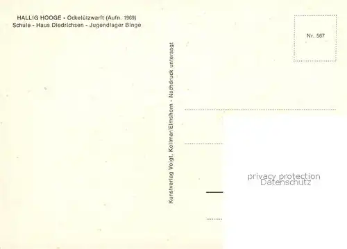 AK / Ansichtskarte Ockeluetzwarft_Hallig Schule Haus Diedrichsen Jugendlager Binge Ockeluetzwarft Hallig