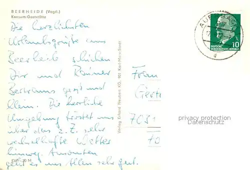 AK / Ansichtskarte Beerheide Konsum Gaststaette Beerheide