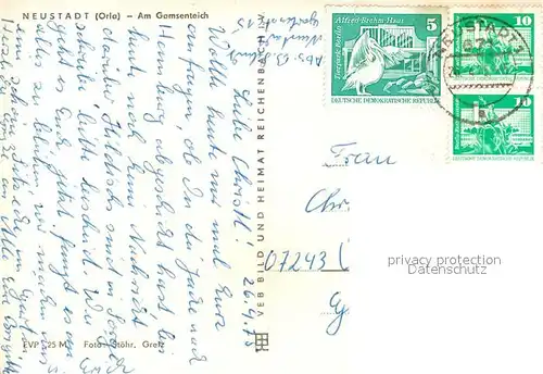 AK / Ansichtskarte Neustadt_Orla Gamsenteich Neustadt_Orla