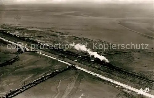 AK / Ansichtskarte Hindenburgdamm Fliegeraufnahme Eisenbahn Hindenburgdamm
