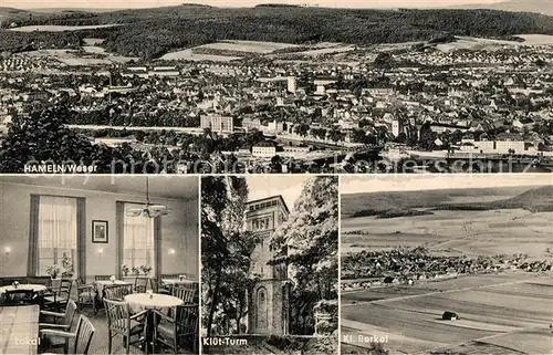 AK / Ansichtskarte Hameln_Weser Fliegeraufnahme Kluet Turm Berkel Hameln Weser