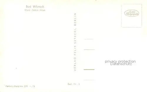 AK / Ansichtskarte Wilsnack_Bad Klara Zetkin Haus Wilsnack_Bad
