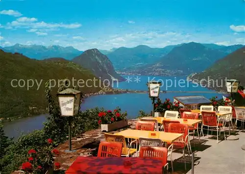 AK / Ansichtskarte Serpiano_TI Ristorante Funivia Serpiano Lago di Lugano Luganersee Alpenpanorama Serpiano TI