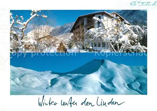 AK / Ansichtskarte Ried_Oberinntal Winter unter den Linden Hote Linde Winterimpressionen Alpenpanorama Ried Oberinntal