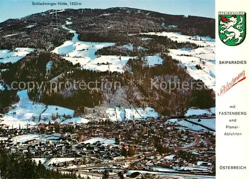 AK / Ansichtskarte Schladming_Obersteiermark Skizentrum Dachstein Tauerngebiet Fastenberg Planaiabfahren Wintersportplatz Alpen Schladming_Obersteiermark