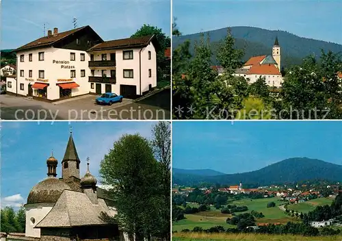 AK / Ansichtskarte Bischofsmais Pension Platzek Kirche Landschaftspanorama Bischofsmais
