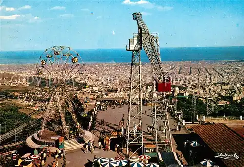 AK / Ansichtskarte Barcelona_Cataluna Tibidabo Parque de Atracciones y ciudad al fondo Barcelona Cataluna