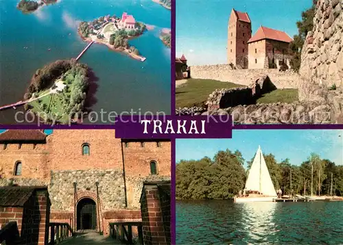 AK / Ansichtskarte Trakai Insel Fliegeraufnahme Burg Zugbruecke Kirche Segeln Trakai