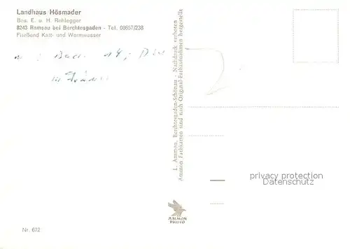 AK / Ansichtskarte Ramsau_Berchtesgaden Landhaus Hoesmader Alpen Ramsau Berchtesgaden