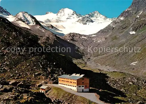 AK / Ansichtskarte Galtuer_Tirol Silvretta Jamtalhuette Berghaus gegen Jamspitzen Dreilaenderspitze Alpen Galtuer Tirol