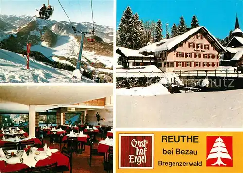 AK / Ansichtskarte Reuthe_Vorarlberg Gasthof Pension Engel Wintersportplatz Alpen Skilift Reuthe Vorarlberg