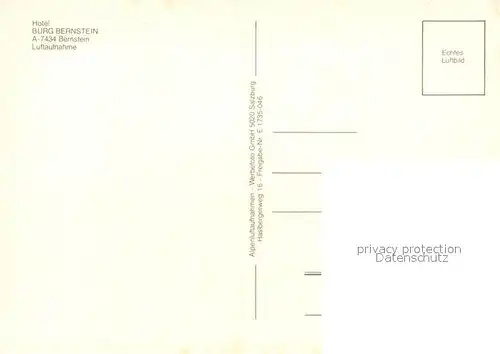 AK / Ansichtskarte Bernstein Burg Bernstein Hotel Fliegeraufnahme 