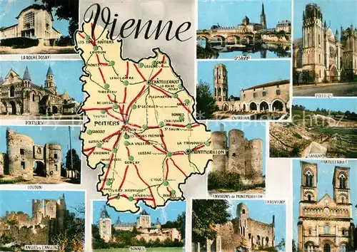 AK / Ansichtskarte Vienne_Isere La Roche Posay Poitiers Loudun Angles sur lAnglin St Savin Poitiers Sanxay Chauvigny Chatellerault Vienne Isere