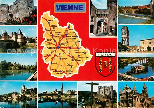 AK / Ansichtskarte Vienne_Isere Loudun Chatellerault Chauvigny Monmorillon St Savin Angles sur lAnglin Poitiers Isle Jourdain Charroux Civray La Roche Posay Vienne Isere