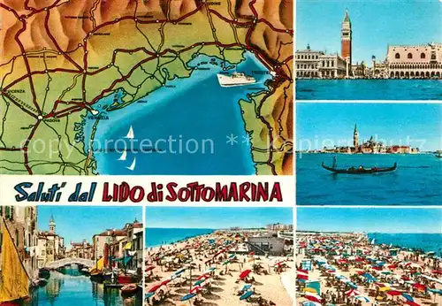 AK / Ansichtskarte Lido_di_Sottomarina Teilansicht Gondel Bruecke Strandpartien Lido_di_Sottomarina