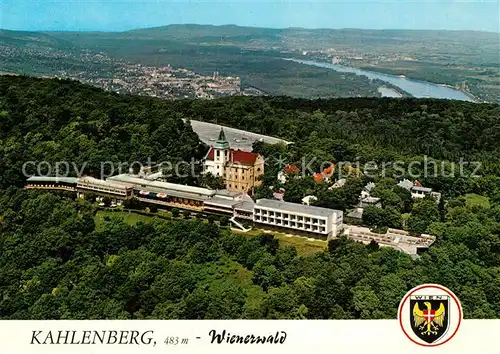 AK / Ansichtskarte Kahlenberg_Wien Fliegeraufnahme mit Klosterneuburg und Donau Kahlenberg_Wien