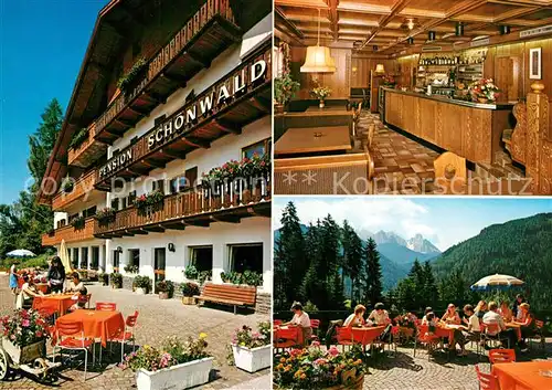 AK / Ansichtskarte Welschnofen Pension Schoenwald Gastraum Terrasse Welschnofen