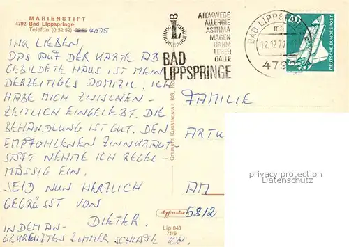 AK / Ansichtskarte Bad_Lippspringe Marienstift Bad_Lippspringe