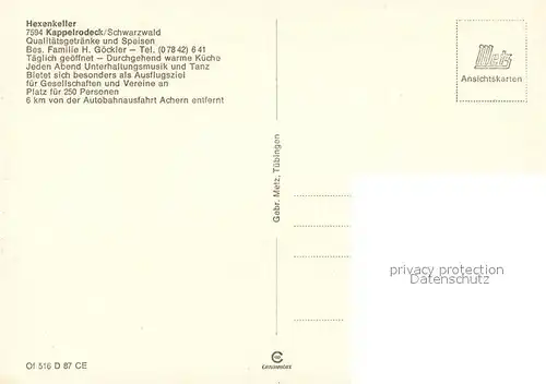 AK / Ansichtskarte Kappelrodeck Hexenkeler Gastraeume Bar Kappelrodeck