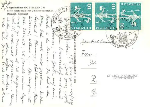 AK / Ansichtskarte Dornach_SO Goetheanum Hochschule fuer Geisteswissenschaften Fliegeraufnahme Dornach_SO