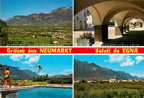 AK / Ansichtskarte Egna Panorama Etschtal Freibad Val d Adige Egna