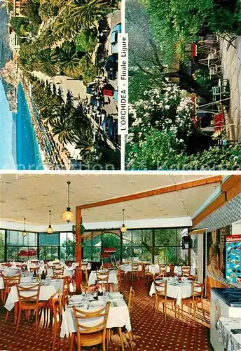 AK / Ansichtskarte Finale_Ligure Soggiorno Ideale all Orchidea Restaurant Strand Promenade Finale_Ligure