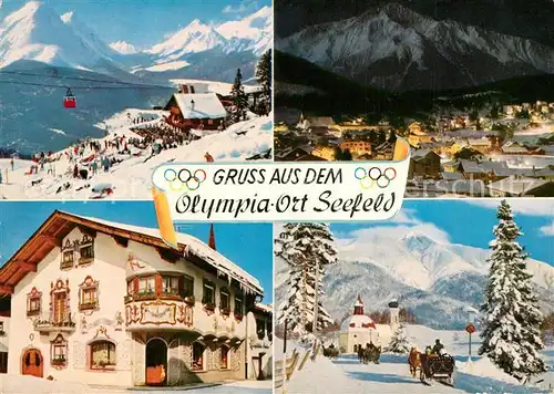 AK / Ansichtskarte Seefeld_Tirol 9. Olympische Winterspiele Nordische Skiwettbewerbe Rosshuette Schmuckkaestchen Seekircherl Reitherspitze Alpen Seefeld Tirol